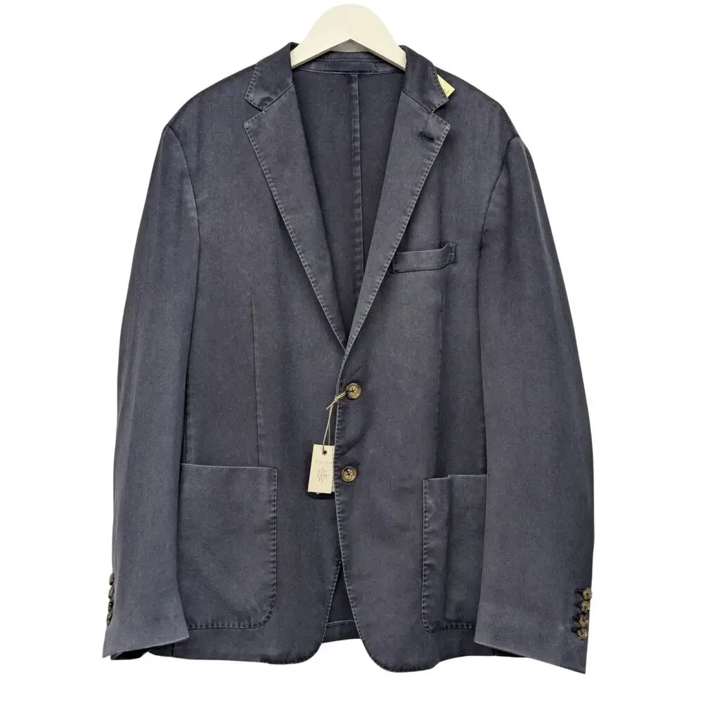 New $995 Eleventy EU sz eu 60 US 48 navy blue solid sport coat jacket midweight